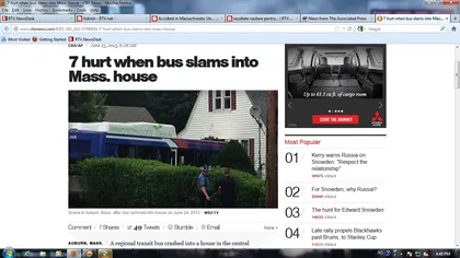 Accident în Massachusets: Un autobuz a intrat într-o casă şi a rănit şapte persoane VIDEO