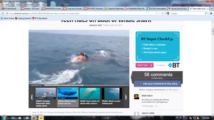 Curaj sau inconştienţă? Un adolescent american a înotat pe spatele celui mai mare rechin VIDEO
