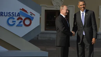 Barack Obama a sosit la Sankt Petersburg. Preşedintele SUA, primit de Putin cu o strângere de mână