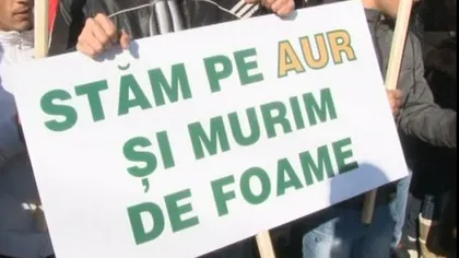 Protest la Roşia Montană: Minerii şi localnici cer aprobarea proiectului minier