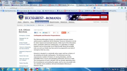 Ambasada SUA, sfaturi pentru cetăţenii americani în caz de cutremur în România