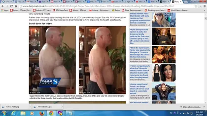 Experiment INCREDIBIL: A slăbit 16 kilograme mâncând trei luni doar de la McDonald's FOTO