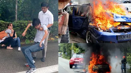 Eroul din Singapore: Şi-a riscat viaţa pentru a salva un tânăr dintr-o maşină în flăcări VIDEO