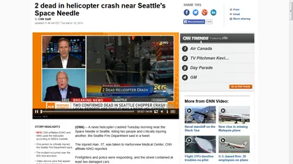 Tragedie la Seattle: Doi morţi după prăbuşirea unui elicopter