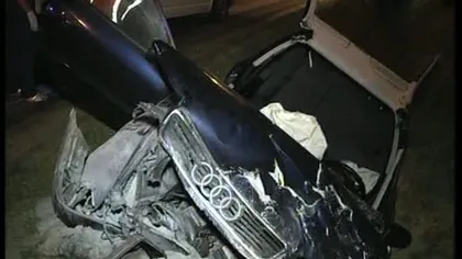 ACCIDENT MORTAL în Sibiu: O maşină a intrat violent într-un cap de pod VIDEO