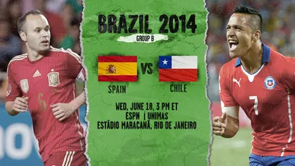 SPANIA vs. CHILE 0-2. Spania, ELIMINATĂ de la CAMPIONATUL MONDIAL DE FOTBAL 2014