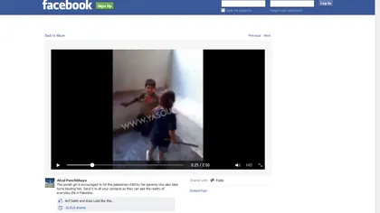 Imagini CRIMINALE: Cum este încurajată o fetiţă evreică să BATĂ cu BÂTA un băieţel palestinian VIDEO