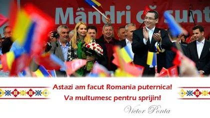 Victor Ponta, prima reacţie pe Facebook: Astăzi am făcut România puternică!