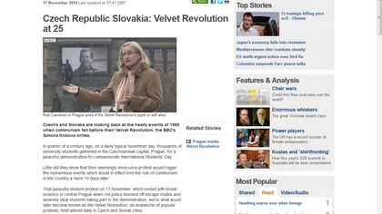 Cehia şi Slovacia marchează 25 de ani de la REVOLUŢIA de CATIFEA