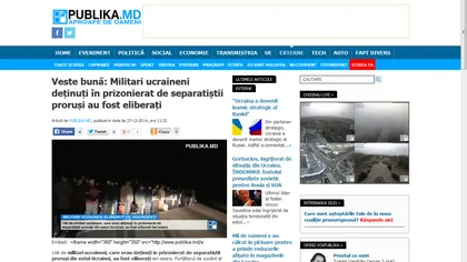 Preşedintele Petro Poroşenko, alături de militarii ucraineni recuperaţi în schimbul separatiştilor