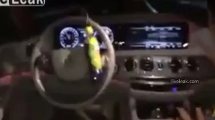 Un şofer a lăsat sticla să conducă maşina şi s-a mutat pe bancheta din spate VIDEO