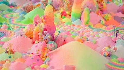 Ca un vis dulce: Un artist a folosit mii de dulciuri pentru a decora camere de basm GALERIE FOTO