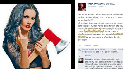 Oana Zăvoranu, atac pe Facebook: 