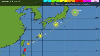 ALERTĂ: Taifun puternic, pe punctul de a lovi insulele din sudul Japoniei