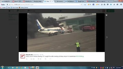 Pasageri în pericol pe aeroport. Un avion a luat foc pe pistă VIDEO