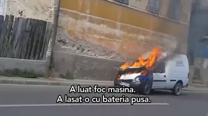 Panică într-un cartier din Drobeta Turnu Severin. O maşină a luat foc, însă nimeni nu a stins-o VIDEO