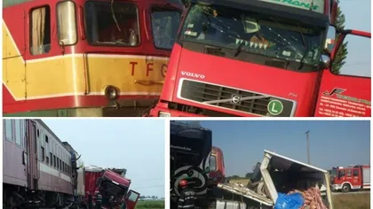 Accident FEROVIAR GRAV în Caraş Severin. Un TIR a fost spulberat de un tren