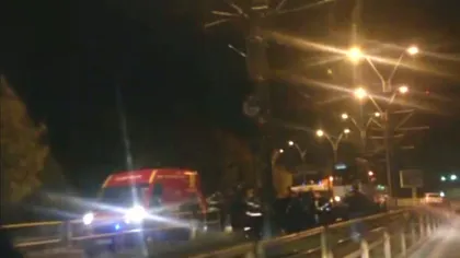 Accident pe Podul Ciurel, din Capitală. O maşină a ajuns pe linia de tramvai