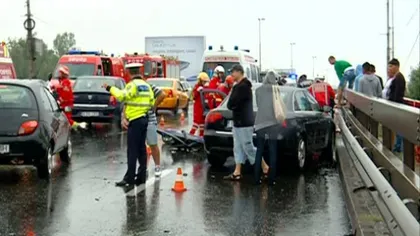 Accident grav în pasajul de la Băneasa, la ieşirea din Capitală