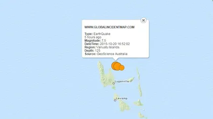 Cutremur cu magnitudine 7.5 în Vanuatu