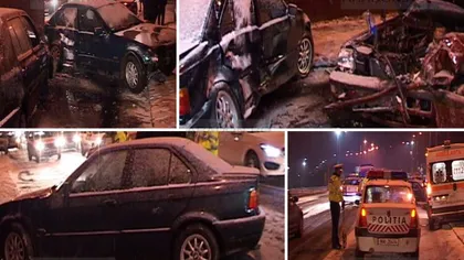 Accident grav la Arad: Un BMW a derapat, a intrat pe contrasens, şi a lovit alte trei maşini