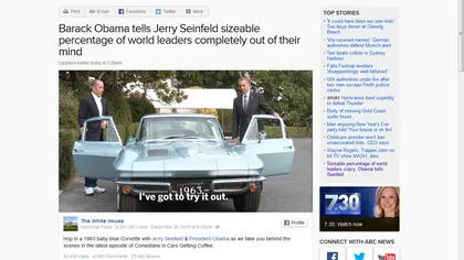 Preşedintele Obama a făcut glume deocheate într-o emisiune a lui Jerry Seinfeld VIDEO
