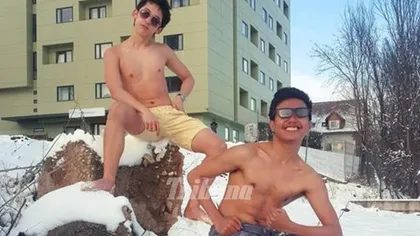 Doi studenţi din Sibiu au ieşit la plajă, în faţa căminelor, la -20 de grade