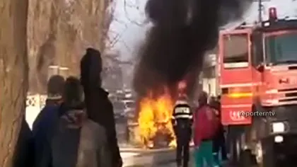 Maşină în flăcări la Constanţa VIDEO