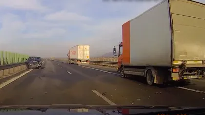 Accident surprins de o cameră video pe Autostrada Soarelui VIDEO