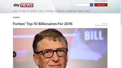Forbes 2016: Cine sunt cei mai bogaţi oameni din lume Vezi lista bogaţilor GALERIE FOTO