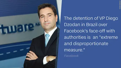 Vicepreşedinte Facebook, reţinut din cauza că nu a furnizat informaţii despre utilizatori