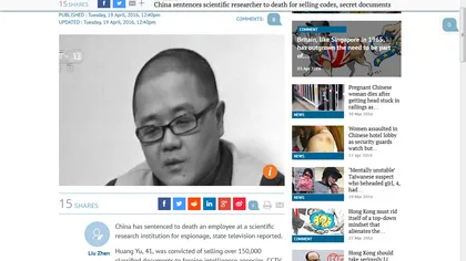 Un chinez a fost condamnat la moarte pentru că a dezvăluit secrete de stat