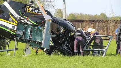 Elicopter prăbuşit după ce a lovit liniile de înaltă tensiune VIDEO