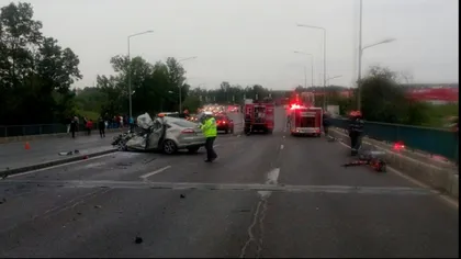 Accident pe DN1, la intrarea în Bucureşti. O femeie a MURIT, iar un bărbat şi un copil au fost răniţi FOTO