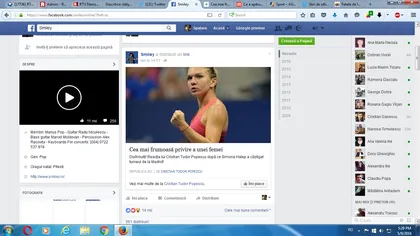 Ce a postat Smiley pe Facebook, imediat după ce Simona Halep a câştigat la Madrid FOTO