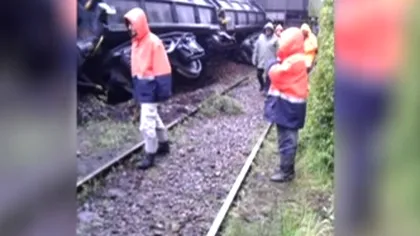Un tren CFR Marfă încărcat cu lignit a deraiat la Dragoteşti VIDEO