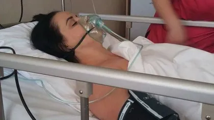 Magda Ciumac, cu masca de oxigen pe faţă. A fost operată