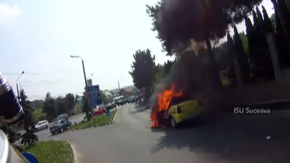 ACCIDENT în Suceava. Un taximetru a ars ca o torţă VIDEO
