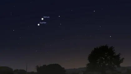 Conjuncţie spectaculoasă între Venus şi Jupiter, în jurul orei 20:30