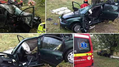 Accident GRAV la Arad: Doi soţi au murit după ce s-au răsturnat cu maşina într-un şanţ, apoi s-au izbit de un copac