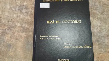 Teza de doctorat a Laurei Codruţa Kovesi a fost verificată la Timişoara cu softul anti-plagiat