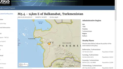 Cutremur în Turkmenistan. Seismul a fost de suprafaţă şi a avut magnitudinea 5,8