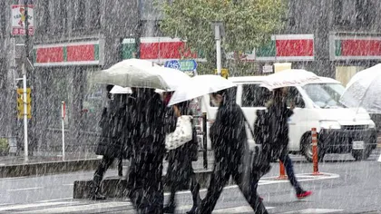 Locuitorii din Tokyo, luaţi prin surprindere! A nins pentru prima oară în luna noiembrie după 54 de ani