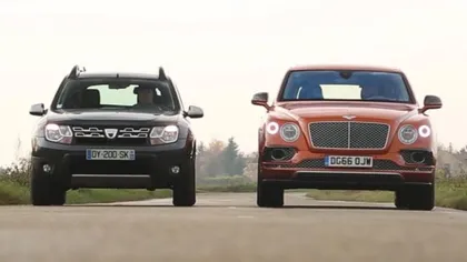 TEST EXTREM. Cine câştigă duelul dintre Dacia Duster şi Bentley Bentayga VIDEO