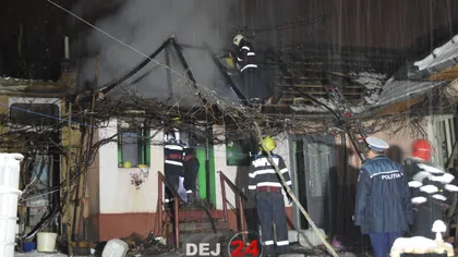 Incendiu puternic în Cluj. Un bărbat a ajuns în stare gravă la spital
