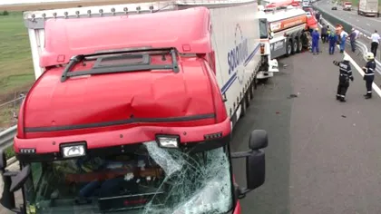 ACCIDENT pe A1. Trafic îngreunat pe Autostrada Bucureşti-Piteşti, după ce s-au izbit două TIR-uri. S-a circulat în coloană UPDATE