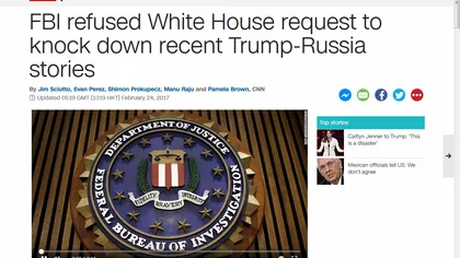 FBI nu vrea să demonteze rapoartele de presă privind discuţiile dintre oamenii lui Donald Trump şi Rusia