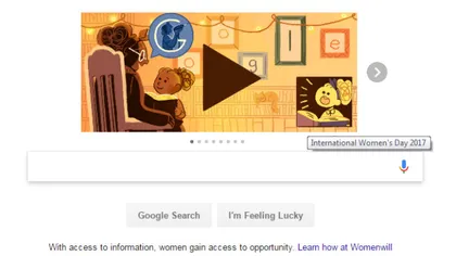 ZIUA FEMEII 2017. Google marchează ziua de 8 MARTIE cu un doodle special Ziua Internaţională a Femeii