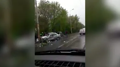 Accident grav în Capitală. Două persoane au fost rănite VIDEO