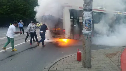 Un autobuz de transport public din Târgu Mureş a luat foc